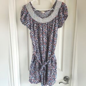 Tory Burch Wildflower Beach Romper Off the Shoulder Belted Shorts Size Large